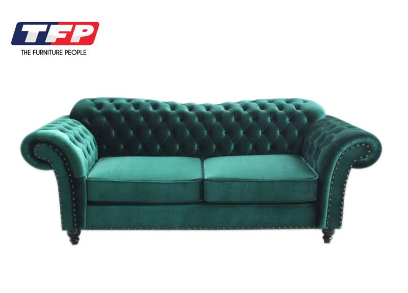 St Kilda Chesterfield Style Fabric 3 Seater Lounge Suite